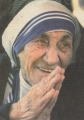 Aged Mother Theresa greeting and smiling